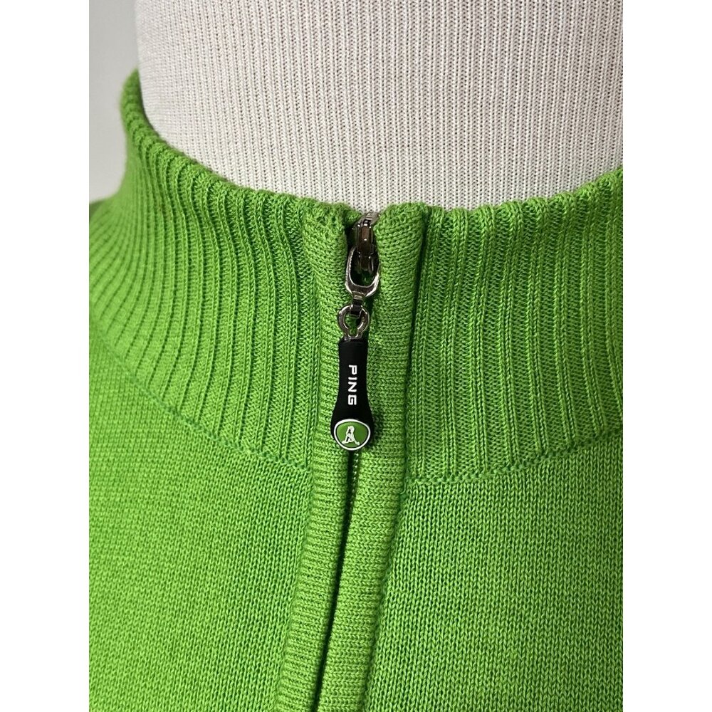 Men’s Size Medium PING Collection Golf Knit Shirt Neon Green Mr Ping Man Logo - Picture 3 of 15
